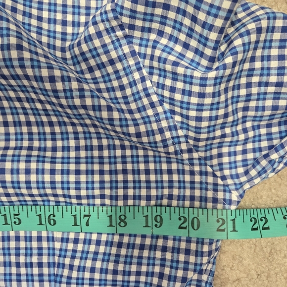 ETON Blue and White Checkered Slim Fit Men's Button Up Shirt. Size 43/17 - Picture 8 of 10
